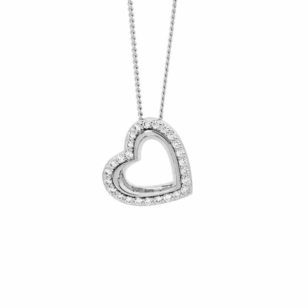 Sterling Silver CZ Open Heart Pendant
