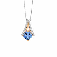 Sterling Silver Blue CZ Open 'V' Pendant