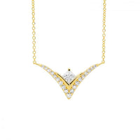 CZ Princess Cut 'V' Pendant Yellow Gold