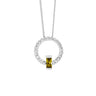 Sterling Silver Peridot Baguette CZ Open Circle Necklace