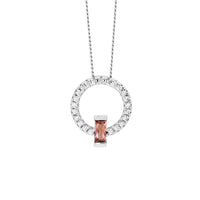 Sterling Silver Open Circle Pendant with Rhodolite Baguette CZ