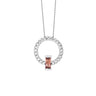 Sterling Silver Rhodolite Baguette CZ Open Circle Necklace