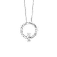Sterling Silver Open Circle Pendant with White Baguette CZ