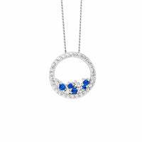 Sterling Silver Open Circle Pendant with Scattered Blue & White CZ