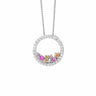 Sterling Silver Open Circle Pendant with Scattered Pastel Coloured CZ