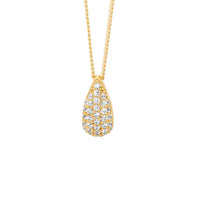 Tear Drop Pendant Set with CZ Necklace Yellow Gold