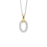 Sterling Silver Open 'O' Two-Tone CZ Necklace