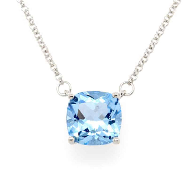 SQUARE BLUE CZ NECKLACE