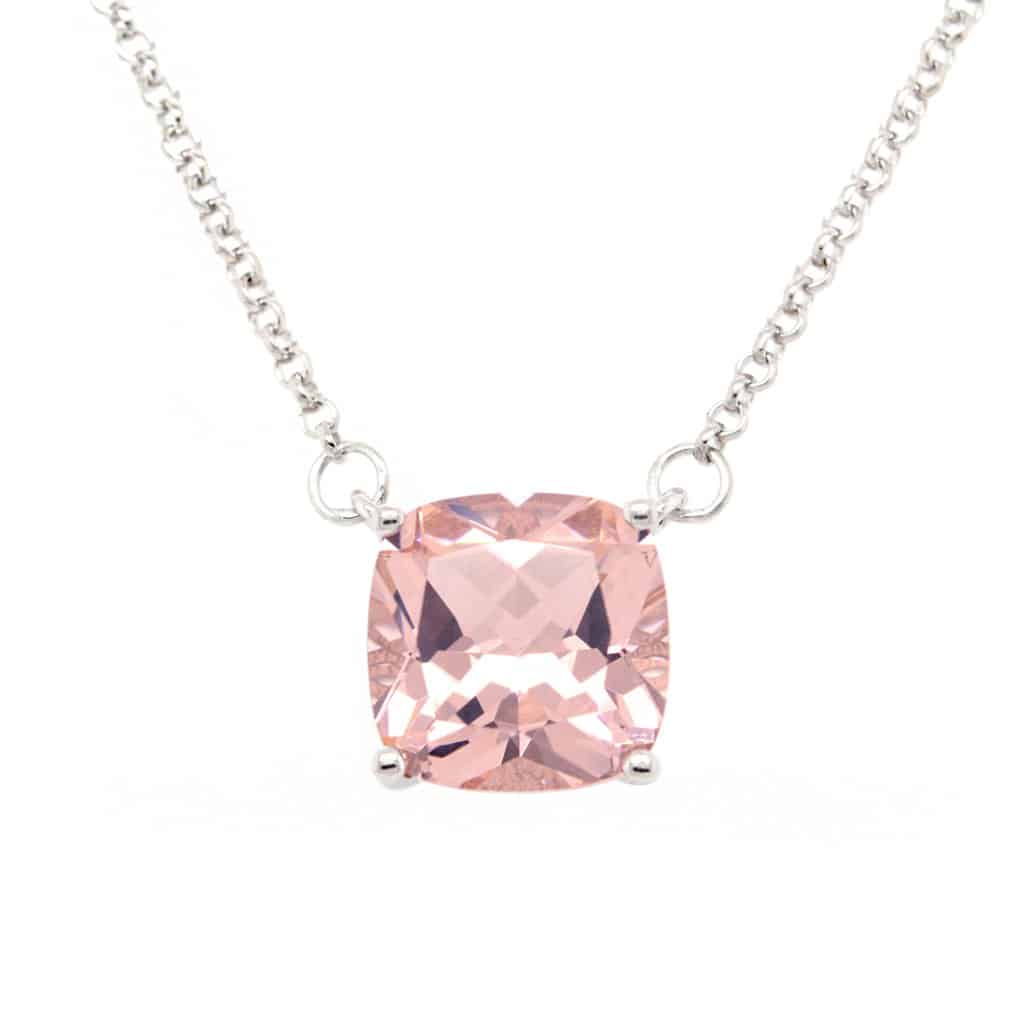 SQUARE PINK CZ NECKLACE
