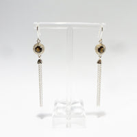 Tassel Earrings in Silver with Smoky Quartz colour CZ