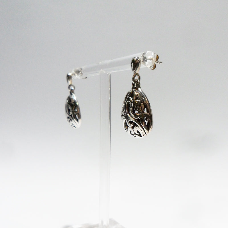 Sterling Silver Patterned Teardrop Earrings