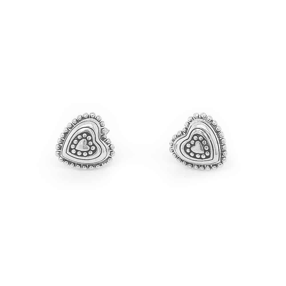 Oxidised Sterling Silver Heart Stud