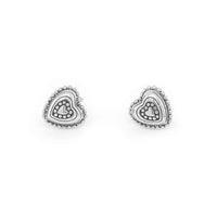 Oxidised Sterling Silver Heart Stud