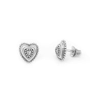 Oxidised Sterling Silver Heart Stud