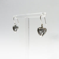 Filigree Puffed Heart Silver Earrings