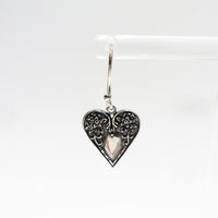 Patterned Heart Earrings in Silver