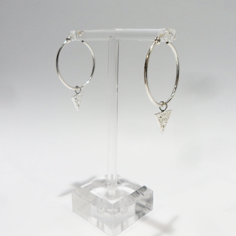 Sterling Silver Triangle Charm Hoop Earrings