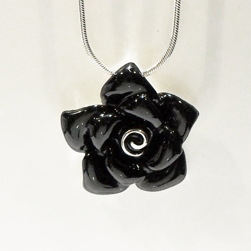 PP009 Black Enamel Flower