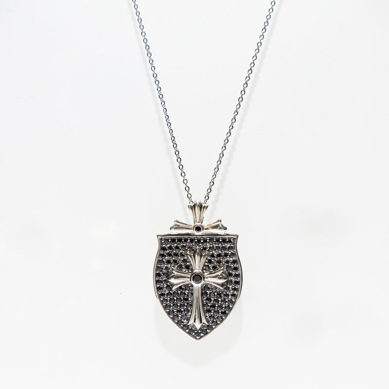 Large Sterling Silver Cross Shield Pendant