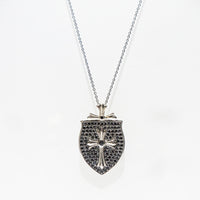 Large Sterling Silver Cross Shield Pendant