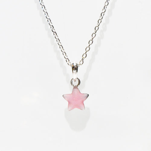 PP098 Pink Enamel Star Necklace