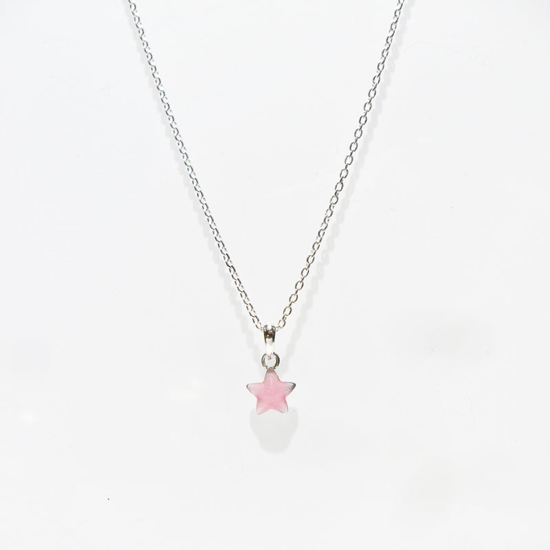 PP098 Pink Enamel Star Necklace