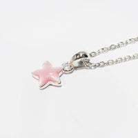 PP098 Pink Enamel Star Necklace