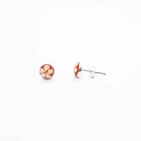 Petite Red Stud Coral Earrings