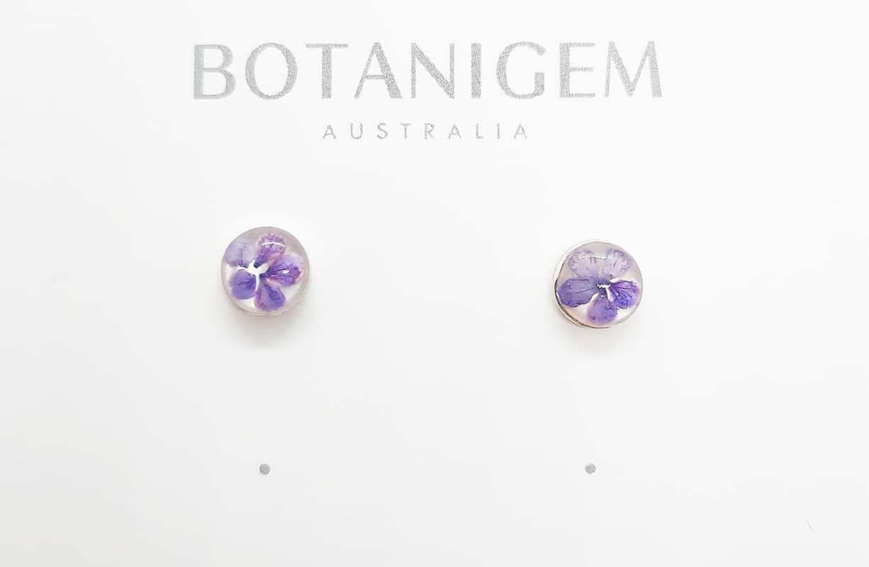 Petite Purple Stud MOP Earrings