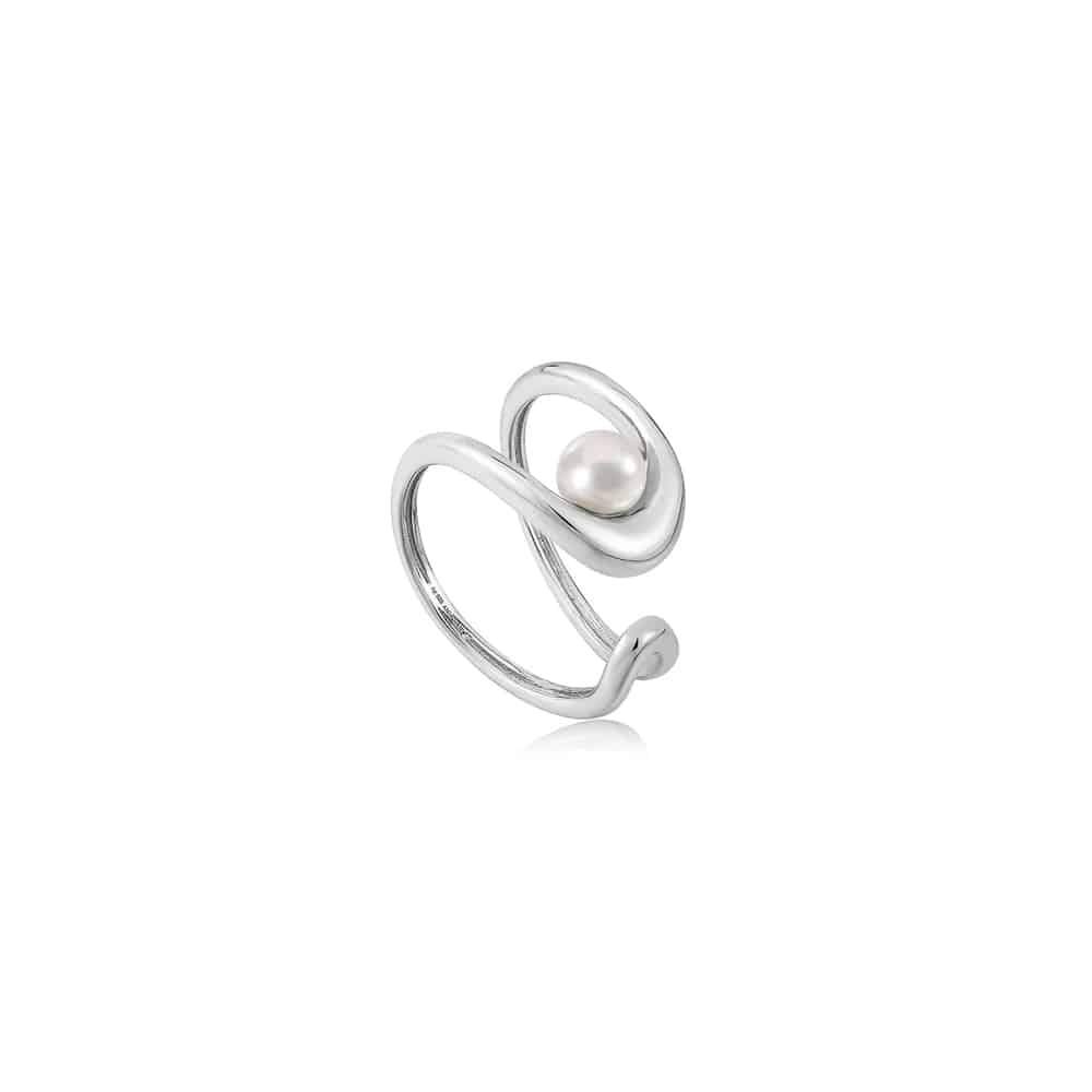 Silver Pearl Sculpted Adjustable Ring