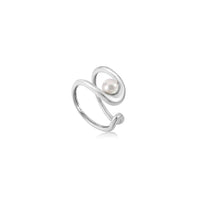 Silver Pearl Sculpted Adjustable Ring