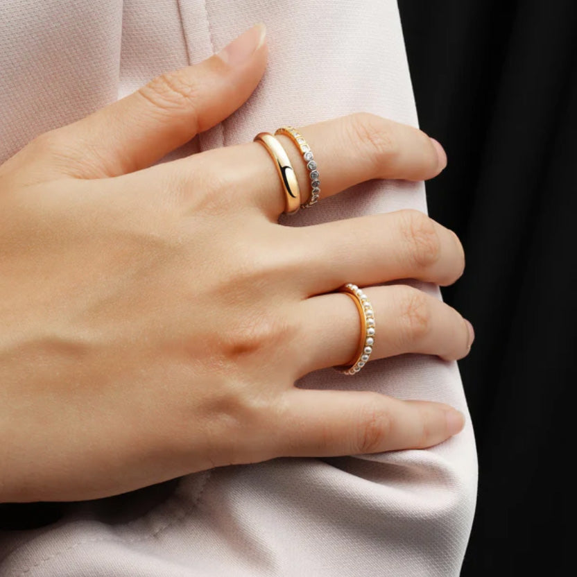Two-Tone Square and Circle Bezel Ring