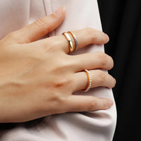 Two-Tone Square and Circle Bezel Ring