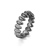 Black Sparkling Puffy Spike Ring