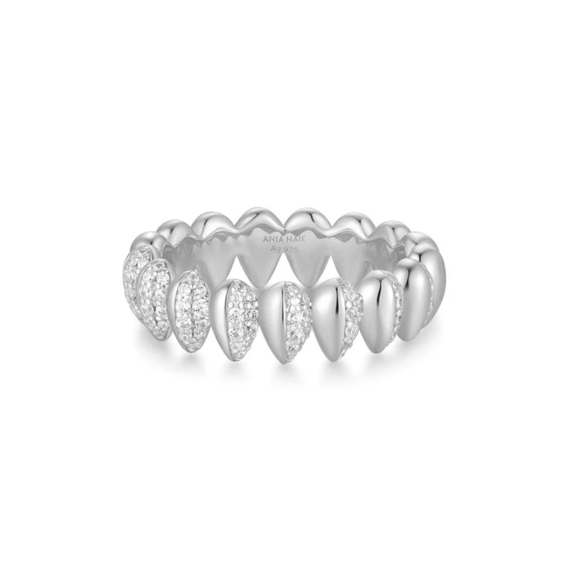Silver Sparkling Puffy Spike Ring