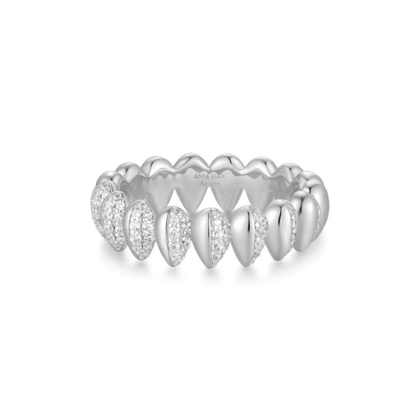 Silver Sparkling Puffy Spike Ring