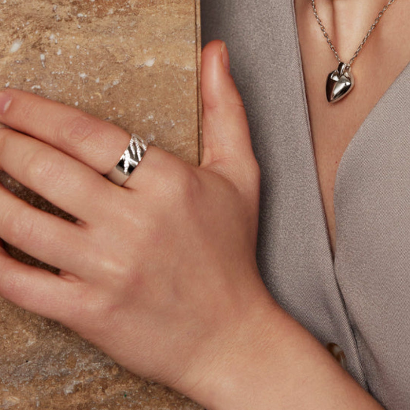 Silver Tiger Stripe Band