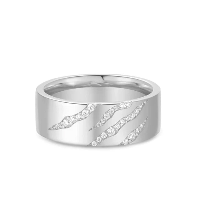 Silver Tiger Stripe Band