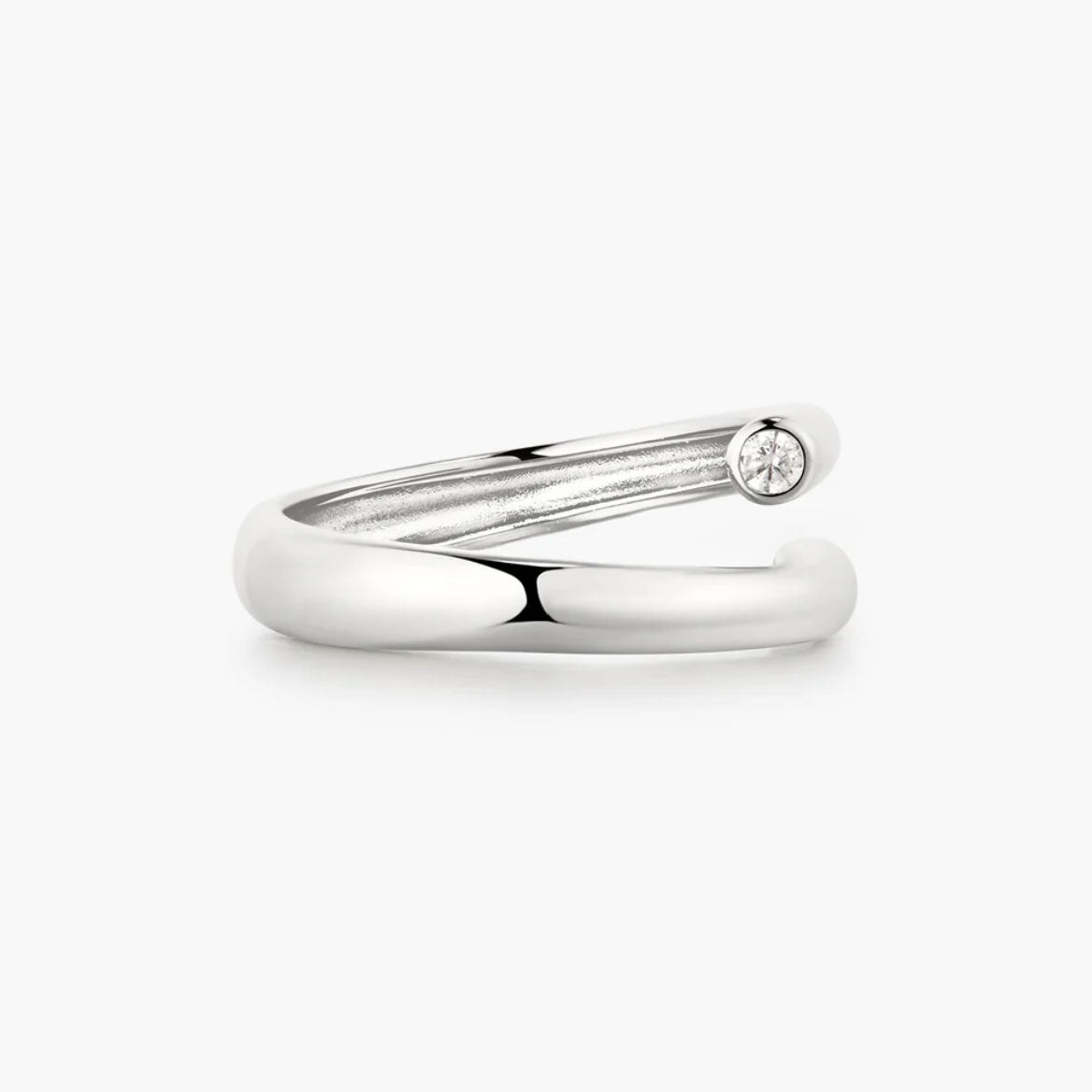 Silver Spiral Bezel-End Adjustable Ring