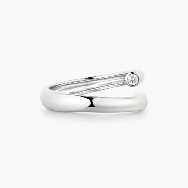 Silver Spiral Bezel-End Adjustable Ring