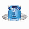 BLUE BAGUETTE CUT SILVER RING