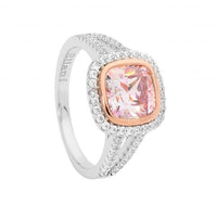 Morganite Colour Cushion Cut Sterling Silver Ring