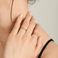 14kt Gold Stargazer Natural Diamond Stardust Ring