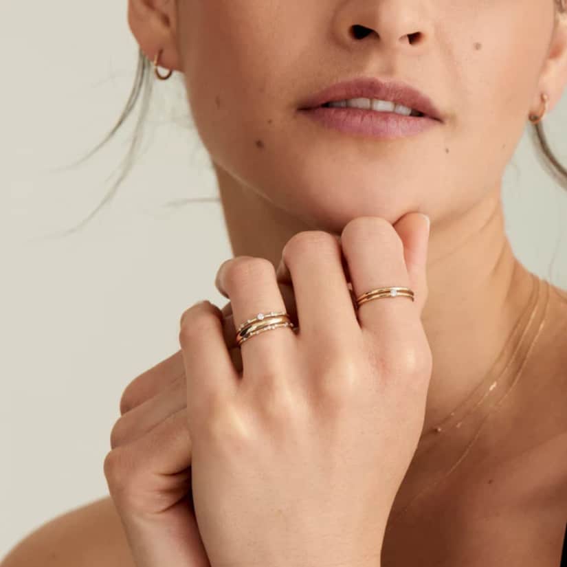 14kt Gold Stargazer Natural Diamond Stardust Ring