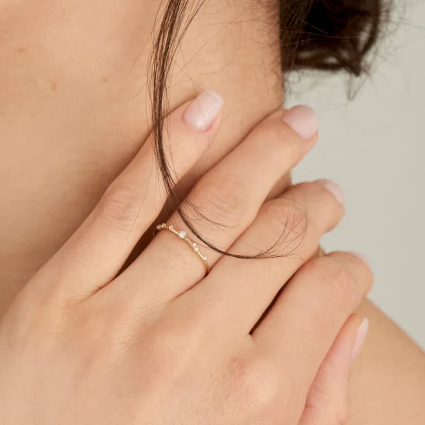 14kt Gold Stargazer Natural Diamond Stardust Ring