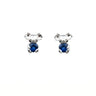 Sterling Silver Koala Stud Earrings with Heart-Shaped Blue Sapphire CZ