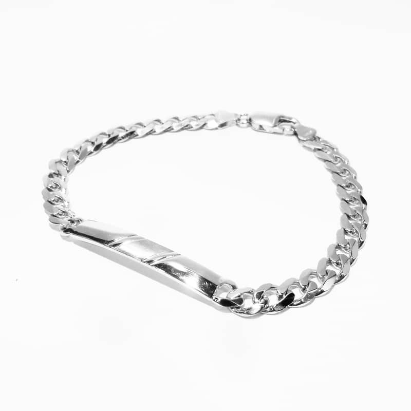 Rhodium Plated Sterling Silver Men’s ID Bracelet