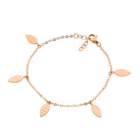 Stainless Steel Leaves Charm Bracelet Rose Gold