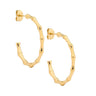 Stainless Steel Bamboo Hoops Earrings Yellow Gold