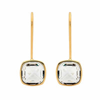 Cushion Cut Crystal Stainless Steel Earrings